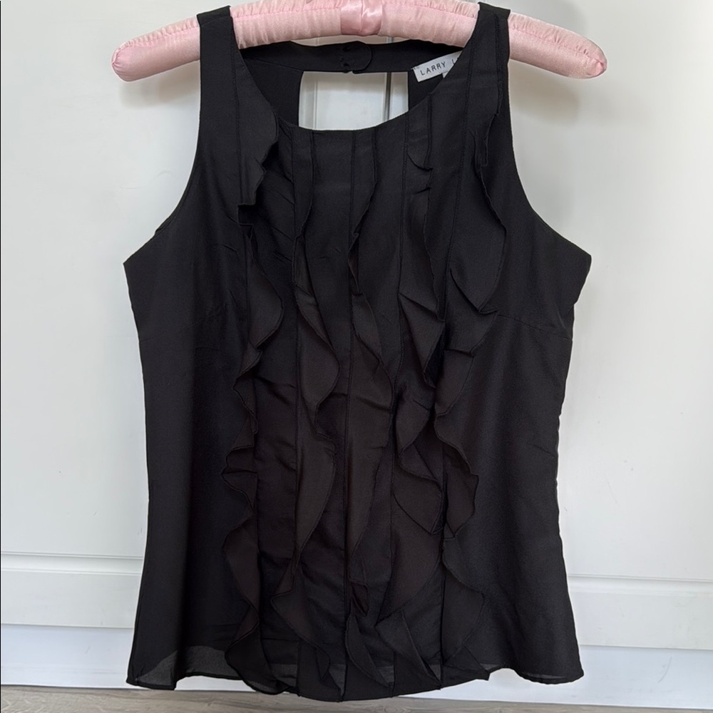Larry Levine Elegant Black Sleeveless Top Blouse